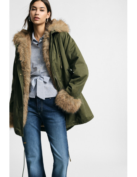 Parka met capuchon en afwerkingen van imitatiebont Please