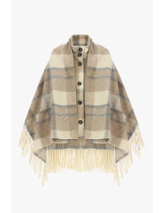Manteau à carreaux avec franges et boutons Please