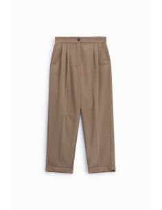 Pantalon taille haute à pinces et revers Please 2