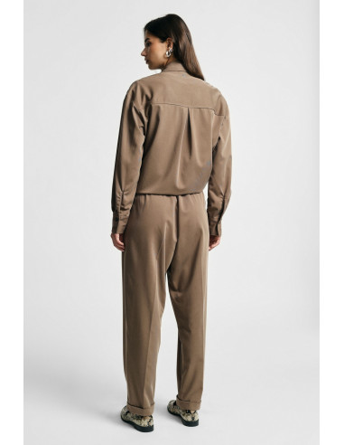 Pantalon taille haute à pinces et revers Please