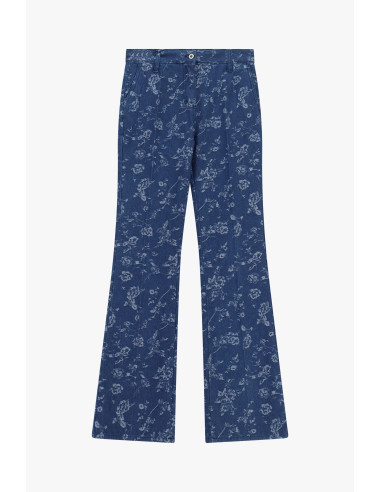 Jean flare à imprimé floral intégral Please