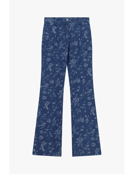 Jean flare à imprimé floral intégral Please
