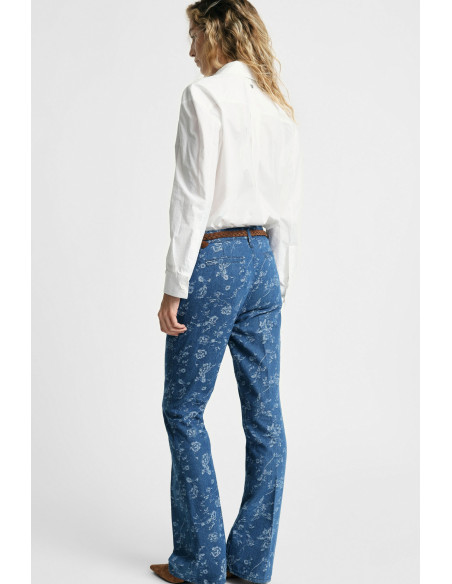 Jean flare à imprimé floral intégral Please