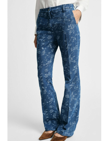 Jean flare à imprimé floral intégral Please
