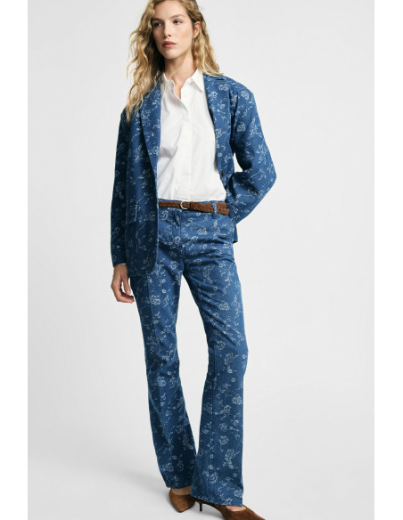 Jean flare à imprimé floral intégral Please