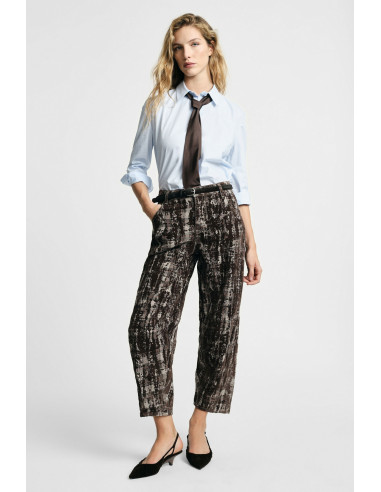 Pantalon large imprimé taille haute avec poches Please