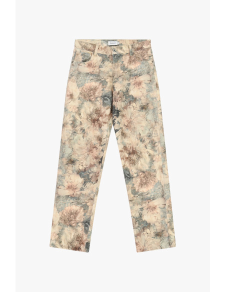 Pantalon chino coupe ajustée à imprimé floral, taille mi-haute Please