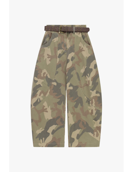 Palazzobroek met camouflageprint en riem Please