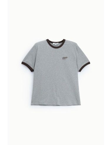 T-shirt à col rond avec bordures contrastantes Please