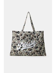 Shopper met camouflageprint en bloemenmotief Please