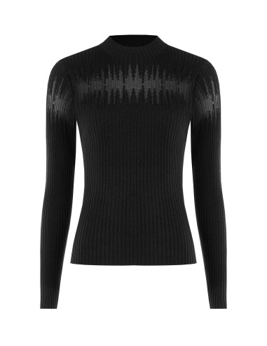 Pull ajusté côtelé avec empiècements en tulle Rinascimento
