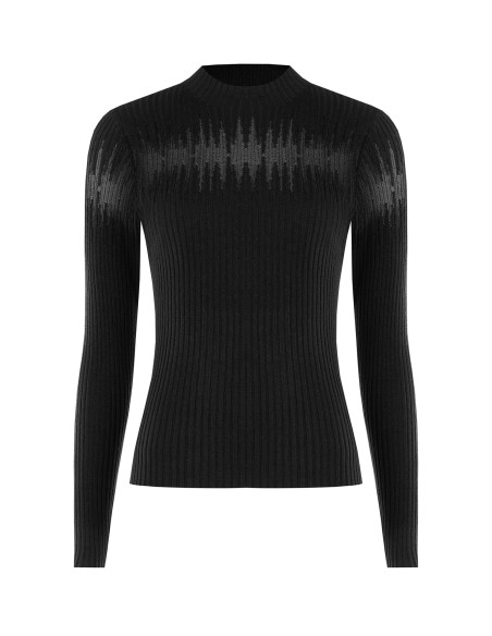 Pull ajusté côtelé avec empiècements en tulle Rinascimento