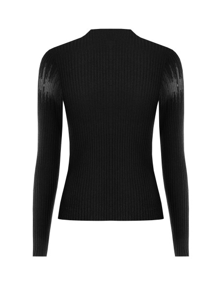 Pull ajusté côtelé avec empiècements en tulle Rinascimento