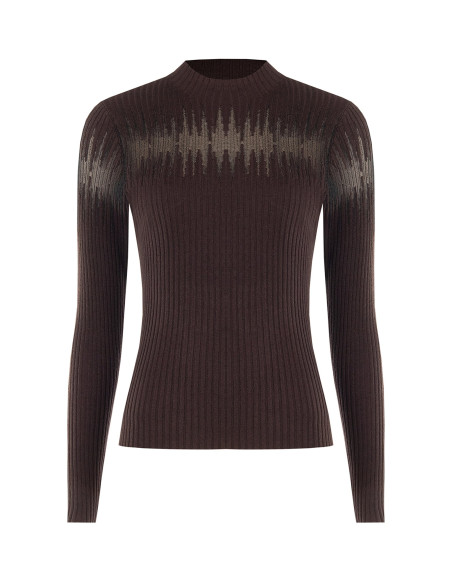 Pull ajusté côtelé avec empiècements en tulle Rinascimento