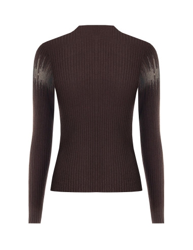 Pull ajusté côtelé avec empiècements en tulle Rinascimento