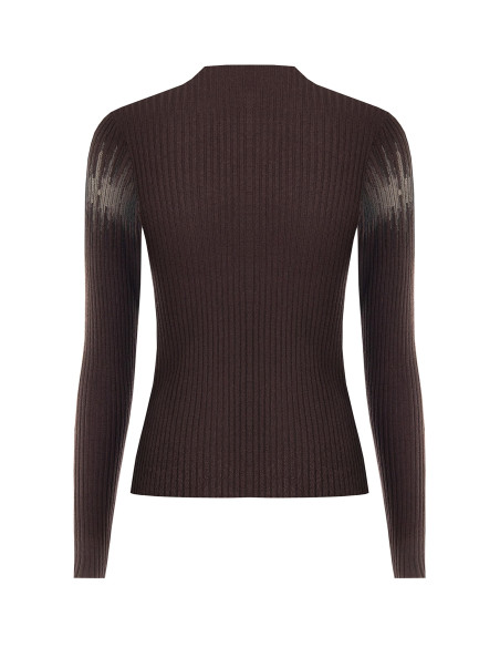 Pull ajusté côtelé avec empiècements en tulle Rinascimento
