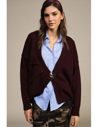 Cardigan Dixie avec maxi-bouton et épaules tombantes