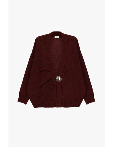 Cardigan Dixie avec maxi-bouton et épaules tombantes