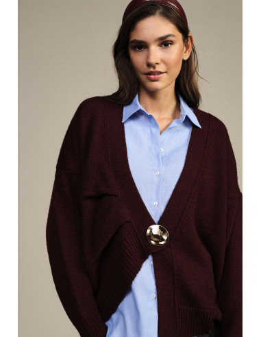 Cardigan Dixie avec maxi-bouton et épaules tombantes