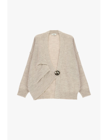 Cardigan Dixie avec maxi-bouton et épaules tombantes