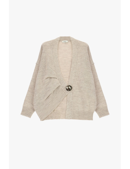 Cardigan Dixie avec maxi-bouton et épaules tombantes
