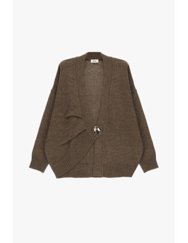 Cardigan Dixie avec maxi-bouton et épaules tombantes