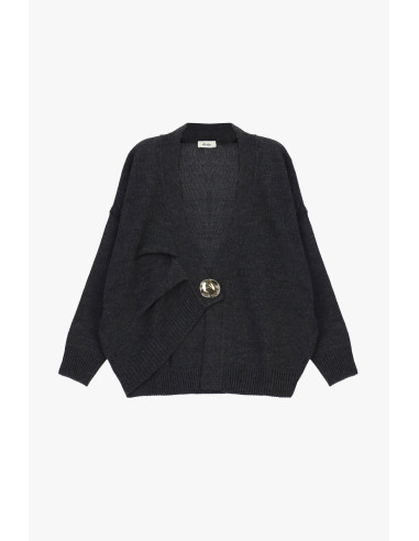 Cardigan Dixie avec maxi-bouton et épaules tombantes