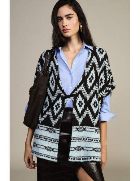 Mouwloze top met geometrisch ruitpatroon Dixie