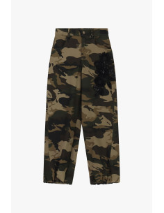 Pantalon palazzo à motif camouflage avec broderie latérale Dixie 2
