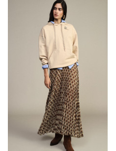 Dixie midi-plissérok met geometrisch motief