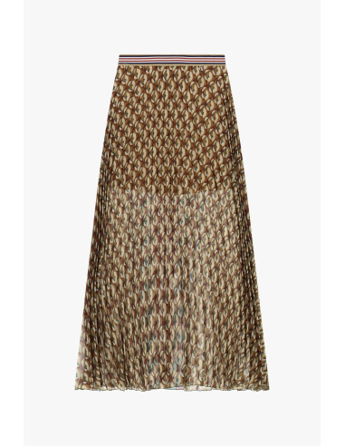 Dixie midi-plissérok met geometrisch motief