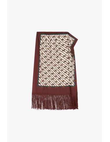 Jupe longue à motif chevaux avec franges Dixie