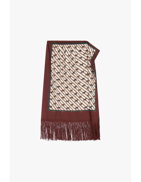Jupe longue à motif chevaux avec franges Dixie