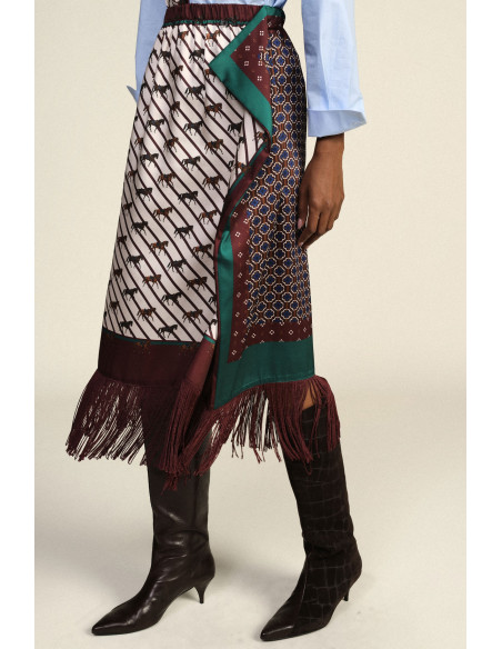 Lange rok met paardenprint en franjes Dixie
