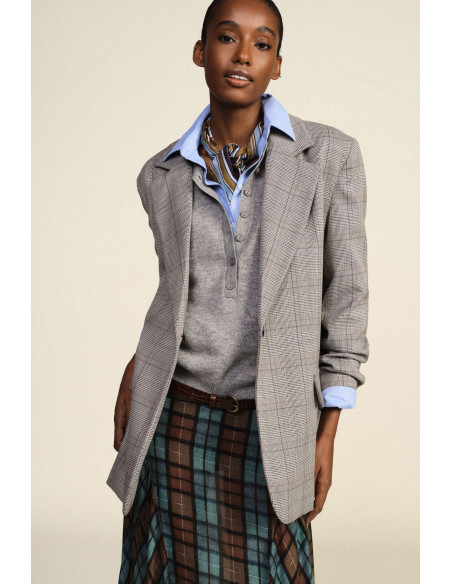 Blazer à carreaux avec franges décoratives au dos Dixie