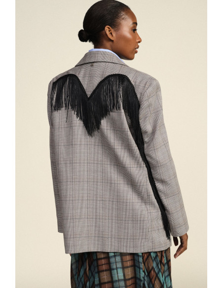 Blazer à carreaux avec franges décoratives au dos Dixie