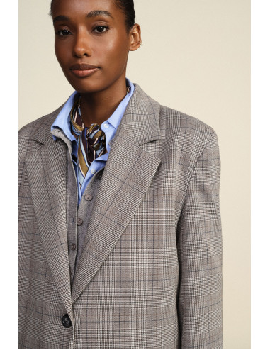Blazer à carreaux avec franges décoratives au dos Dixie