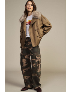 Pantalon palazzo à motif camouflage avec grandes poches latérales Dixie