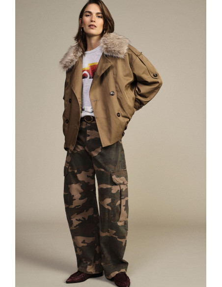Pantalon palazzo à motif camouflage avec grandes poches latérales Dixie