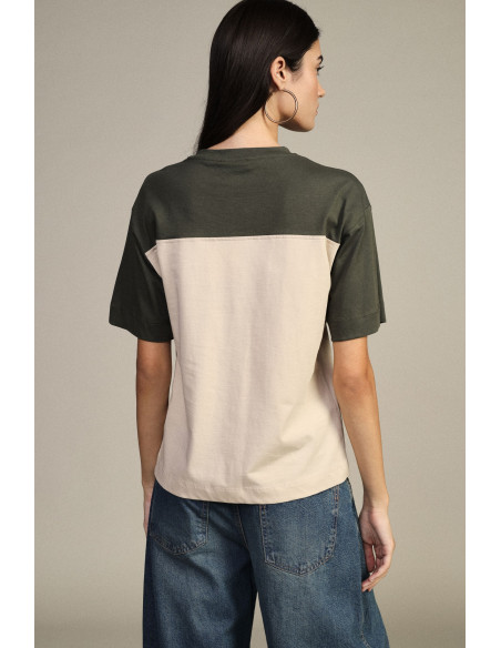 T-shirt à manches courtes avec imprimé éléphant et empiècements contrastants Dixie