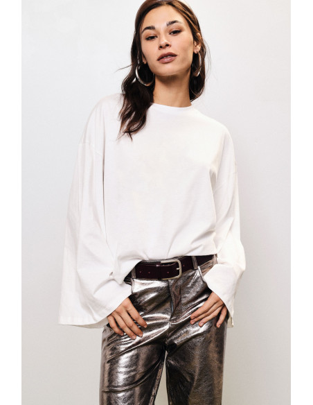 Dixie Ruim T-shirt met lange mouwen en rechte zoom