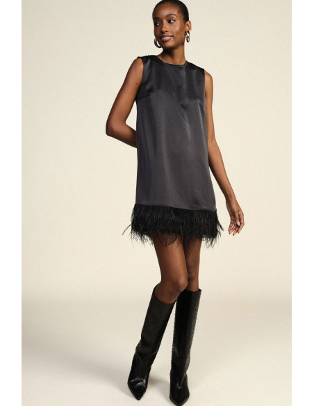 Robe courte sans manches avec détail en plumes Dixie
