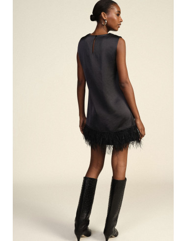 Robe courte sans manches avec détail en plumes Dixie