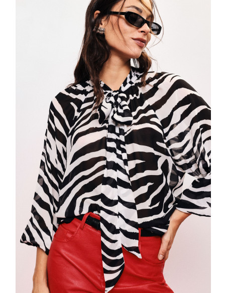 Blouse fluide à motif zébré et manches amples Dixie