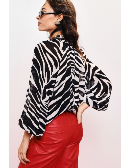 Blouse fluide à motif zébré et manches amples Dixie