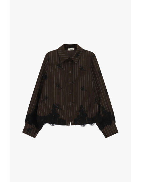 Gestreepte blouse met kanten details en een rechte pasvorm van Dixie