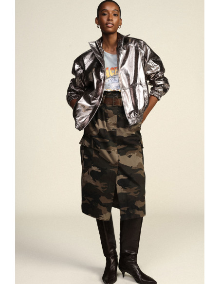Jupe mi-longue à motif camouflage avec ceinture Dixie