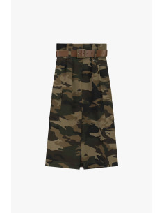 Jupe mi-longue à motif camouflage avec ceinture Dixie 2