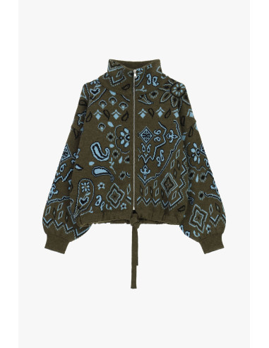 Cardigan zippé à motif jacquard paisley Dixie