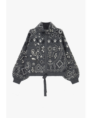 Cardigan zippé à motif jacquard paisley Dixie